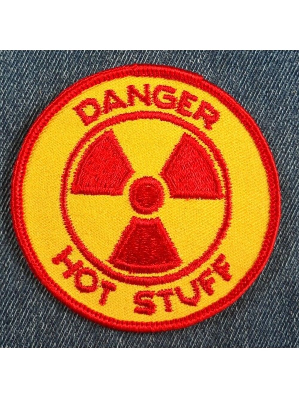 NOS 70s Original Vintage Danger Hot Stuff 3" Patch Humor Comedy Funny Joke Retro